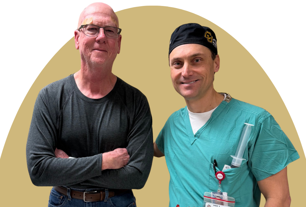Patient posing for a photo with Drew Kern, MD