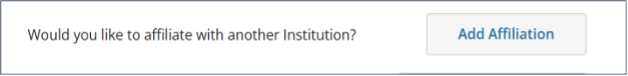Screenshot of Add Affiliation option on CITI website