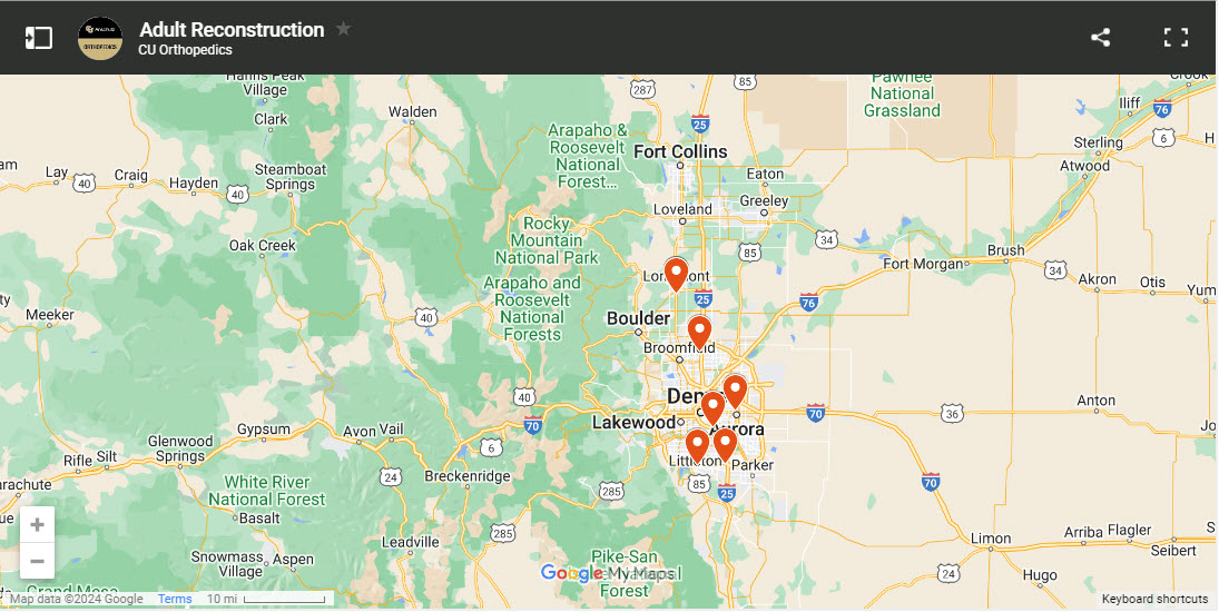 Adult Reconstruction Locations Map
