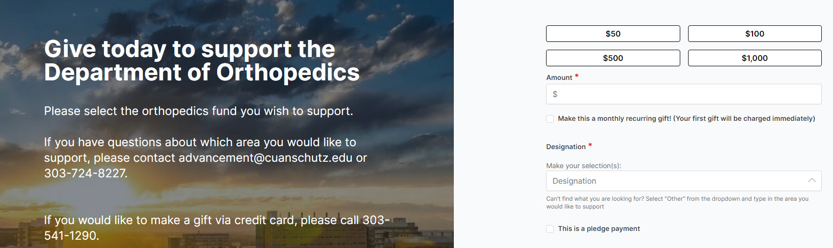 Give today to support the Department of Orthopedics