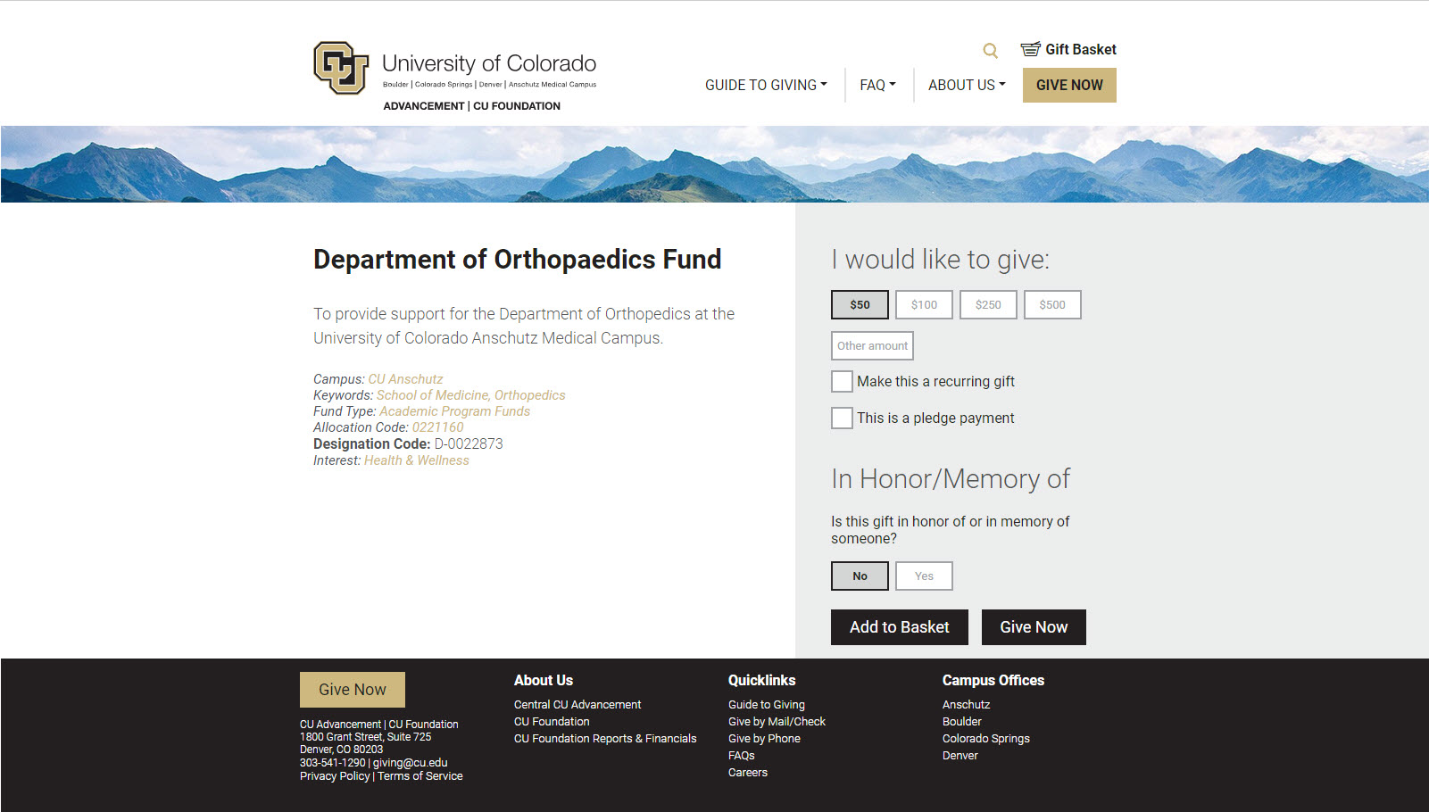 Department of Orthopaedics Fund