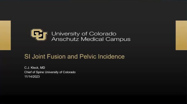 SI Joint Fusion and Pelvic Incidence