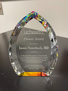 UCHealth Pioneer Award, Jason Stoneback, MD