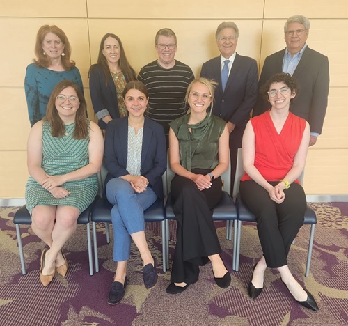 Pictured at Resident Research Day from left to right are (back row) Marsha Anderson, Erica Mandel, Jesse Davidson, Ron Sokol, Steve Daniels; (front row) Lindsay Thomson, Isabel Hardee, Elizabeth McGinn, Keren Eyal