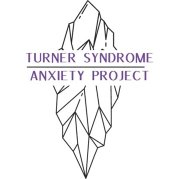Turner syndrome anxiety project in purple text, set in the middle of a geometric ice burg image