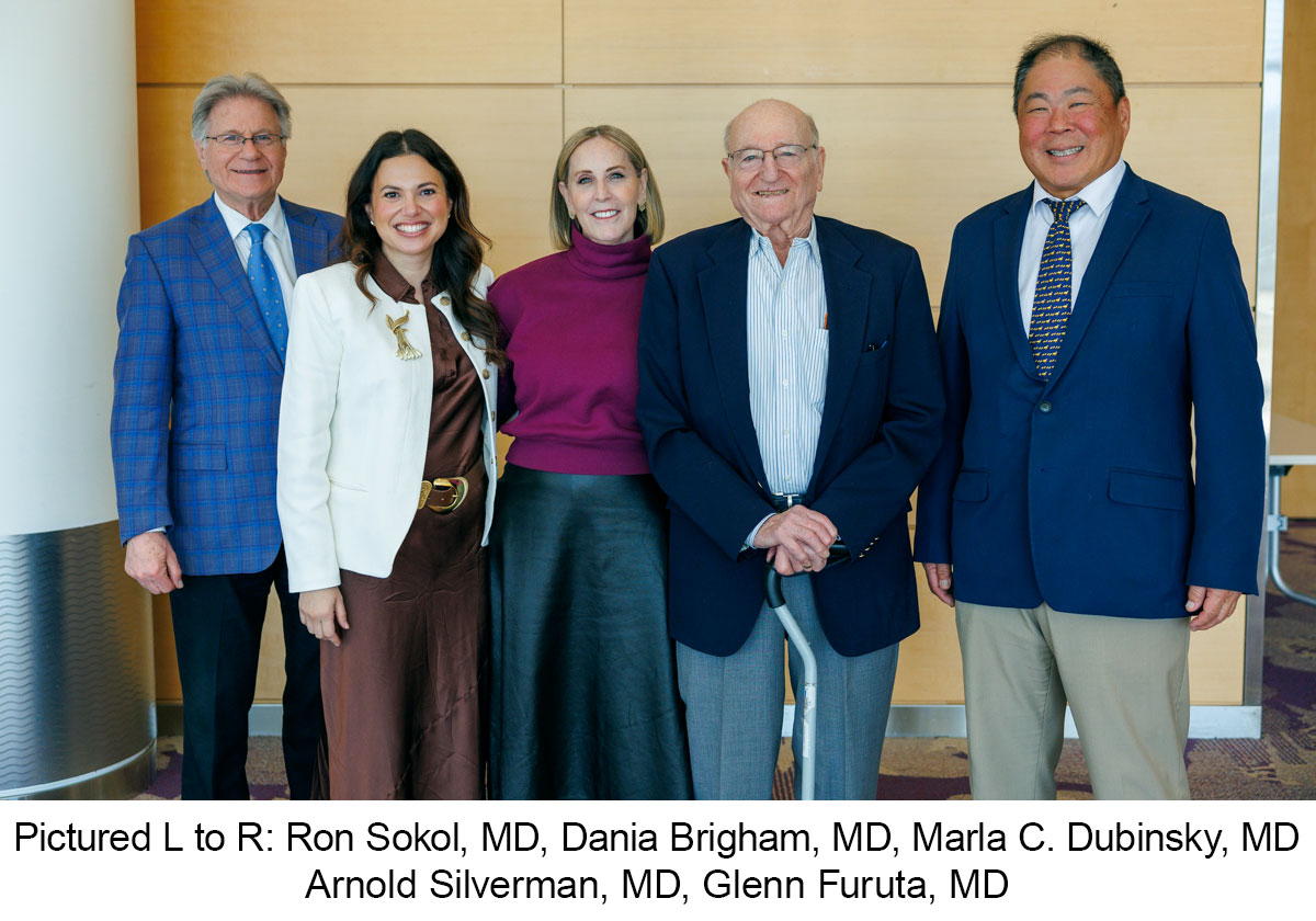 Pictured L to R: Ron Sokol, MD, Dania Brigham, MD, Marla C. Dubinsky, MD Arnold Silverman, MD, Glenn Furuta, MD