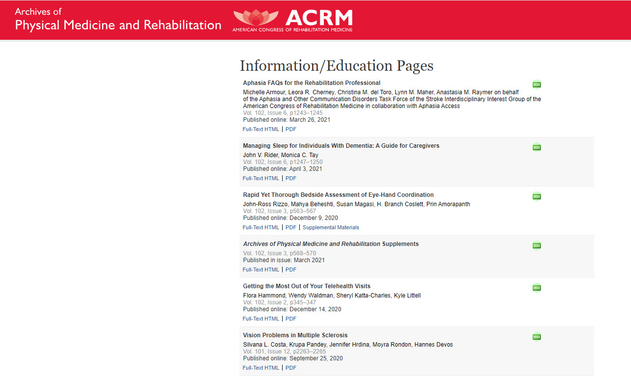 Information and Education Pages ACRM