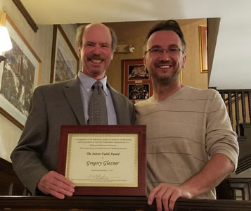 Greg Glazner receiving the Steven Fadul Award