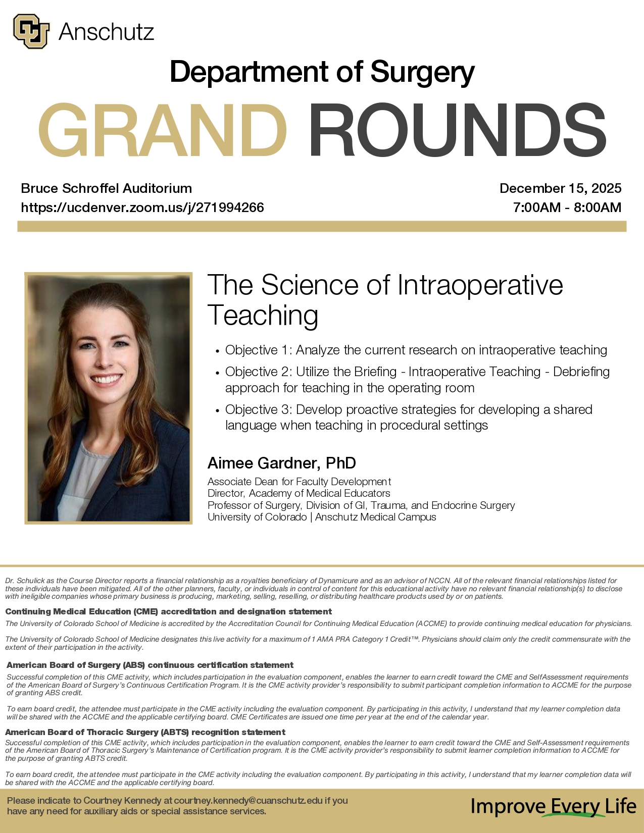 Dept. of Surgery Grand Rounds | University of Colorado