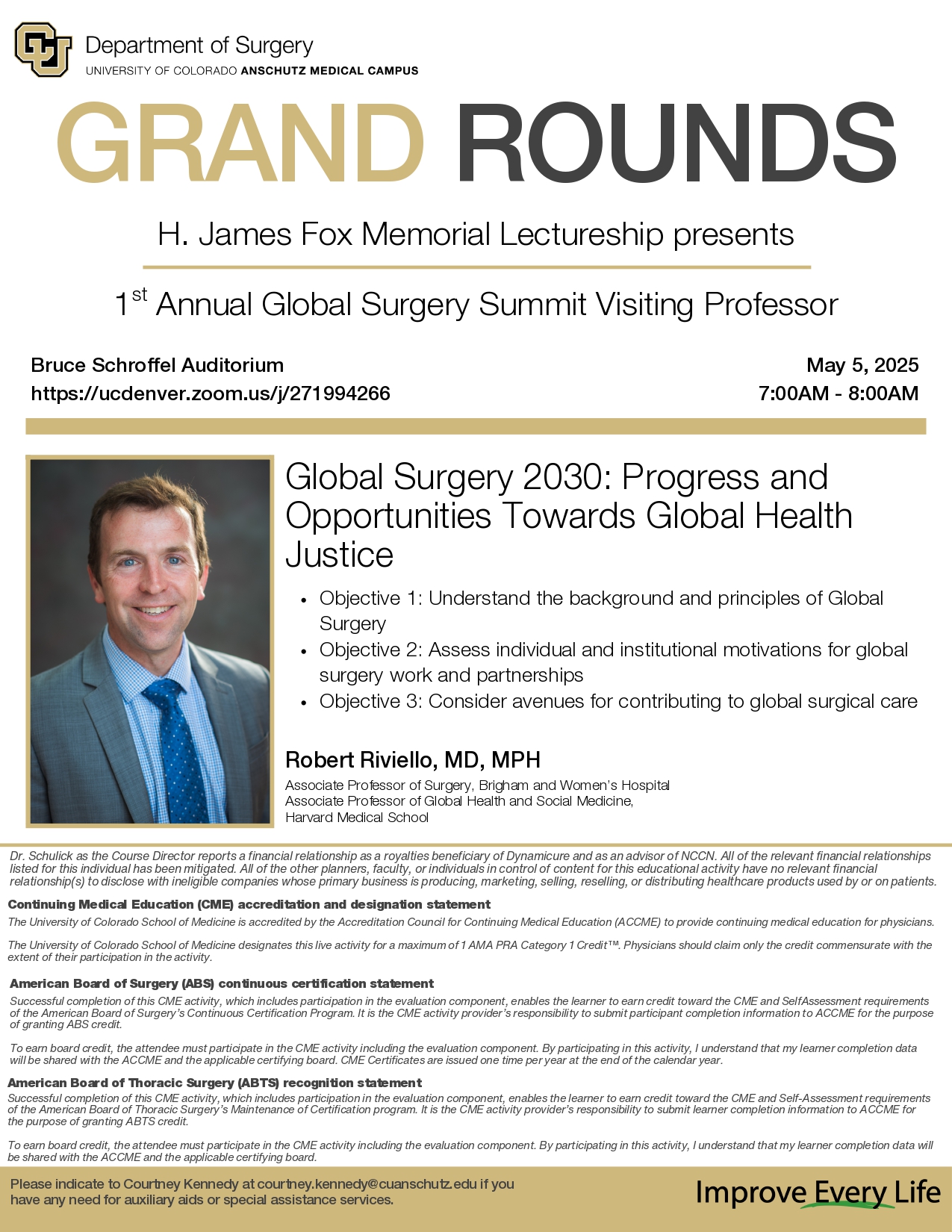 Dept. of Surgery Grand Rounds | University of Colorado
