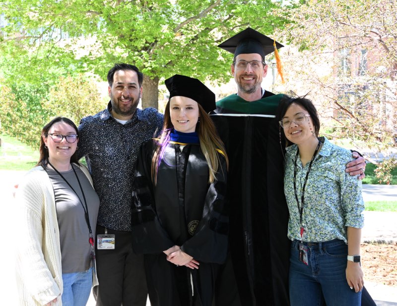 Lorraine and the lab at her PhD graduation