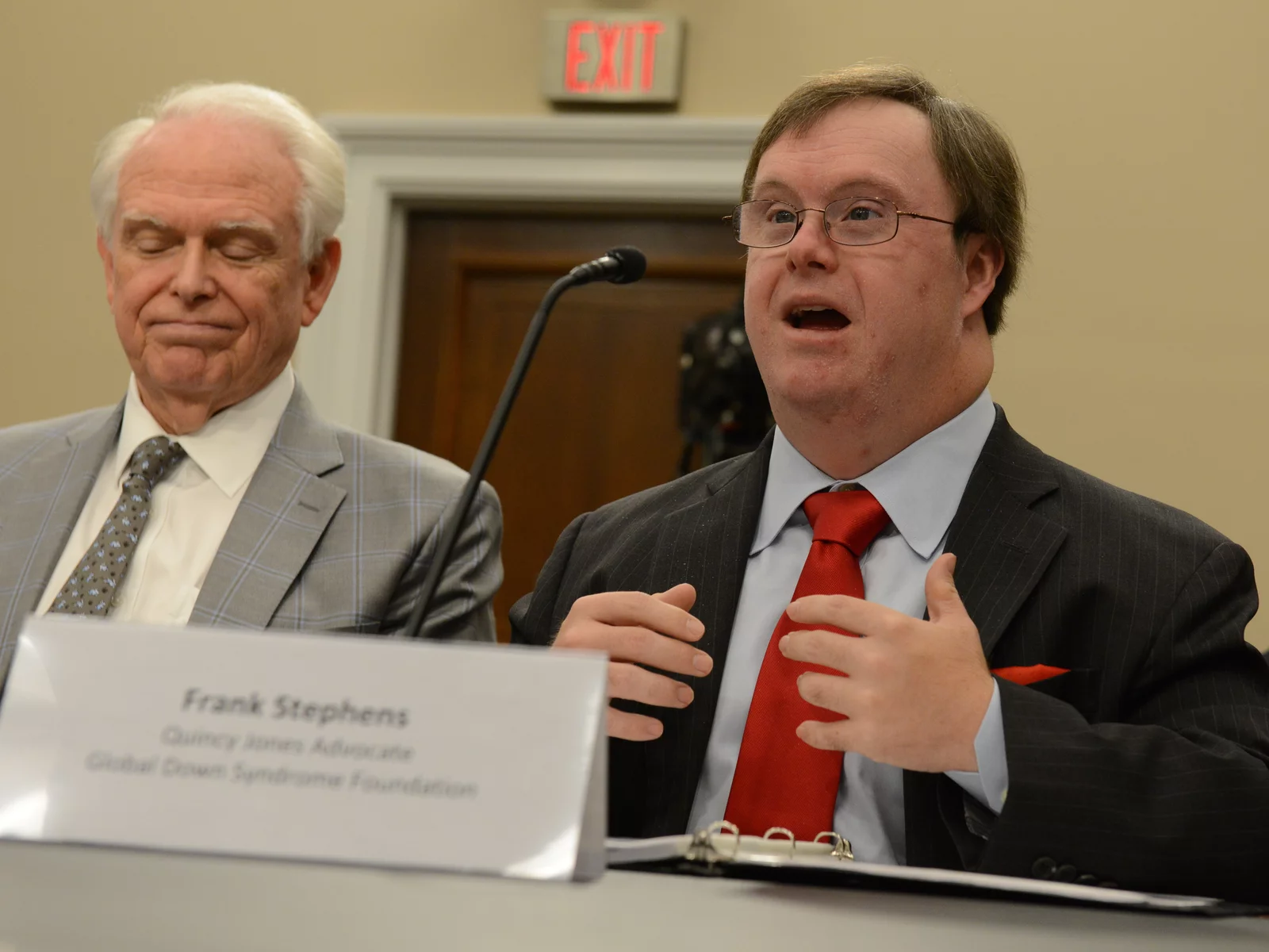 Image of self-advocate Frank Stephens speaking in front of US Congress