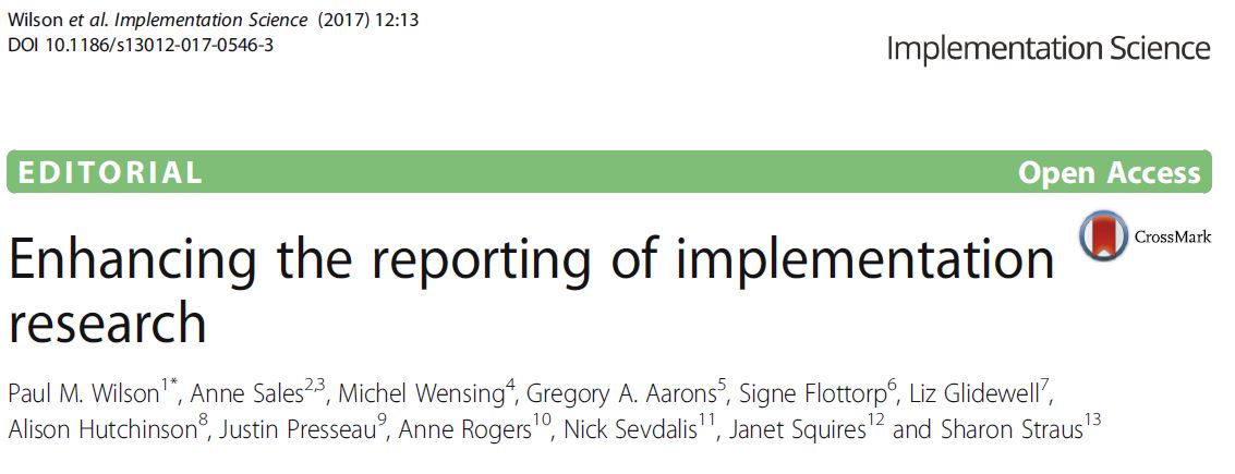 Enhancing the reporting of implementation thumb