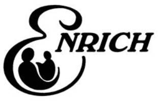 The logo for ENRICH with artistic drawing of an adult holding a young child.