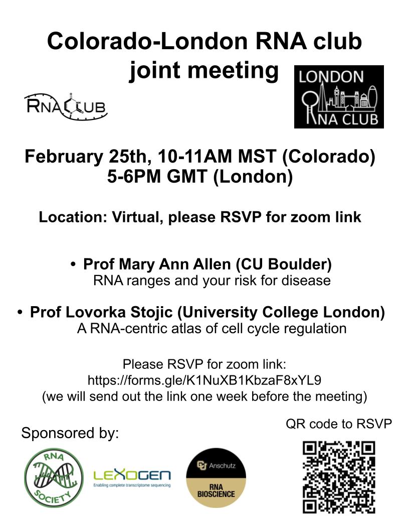 London Joint RNA club meeting