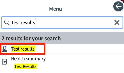 test results search